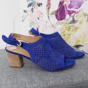 EUC Franco Sarto blue block sandals 7 1/2